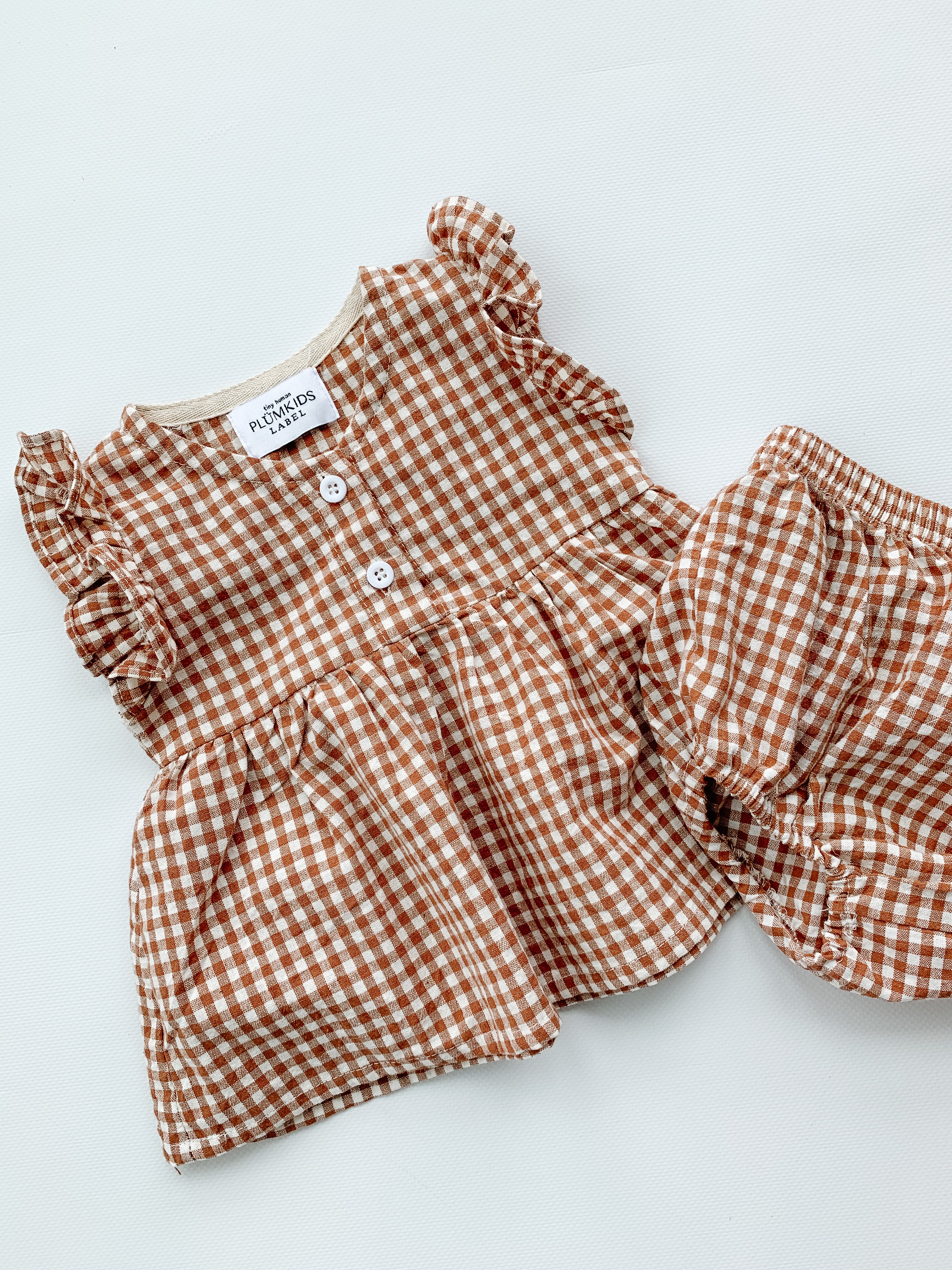 GINGHAM SUMMER DRESS | TAUPE