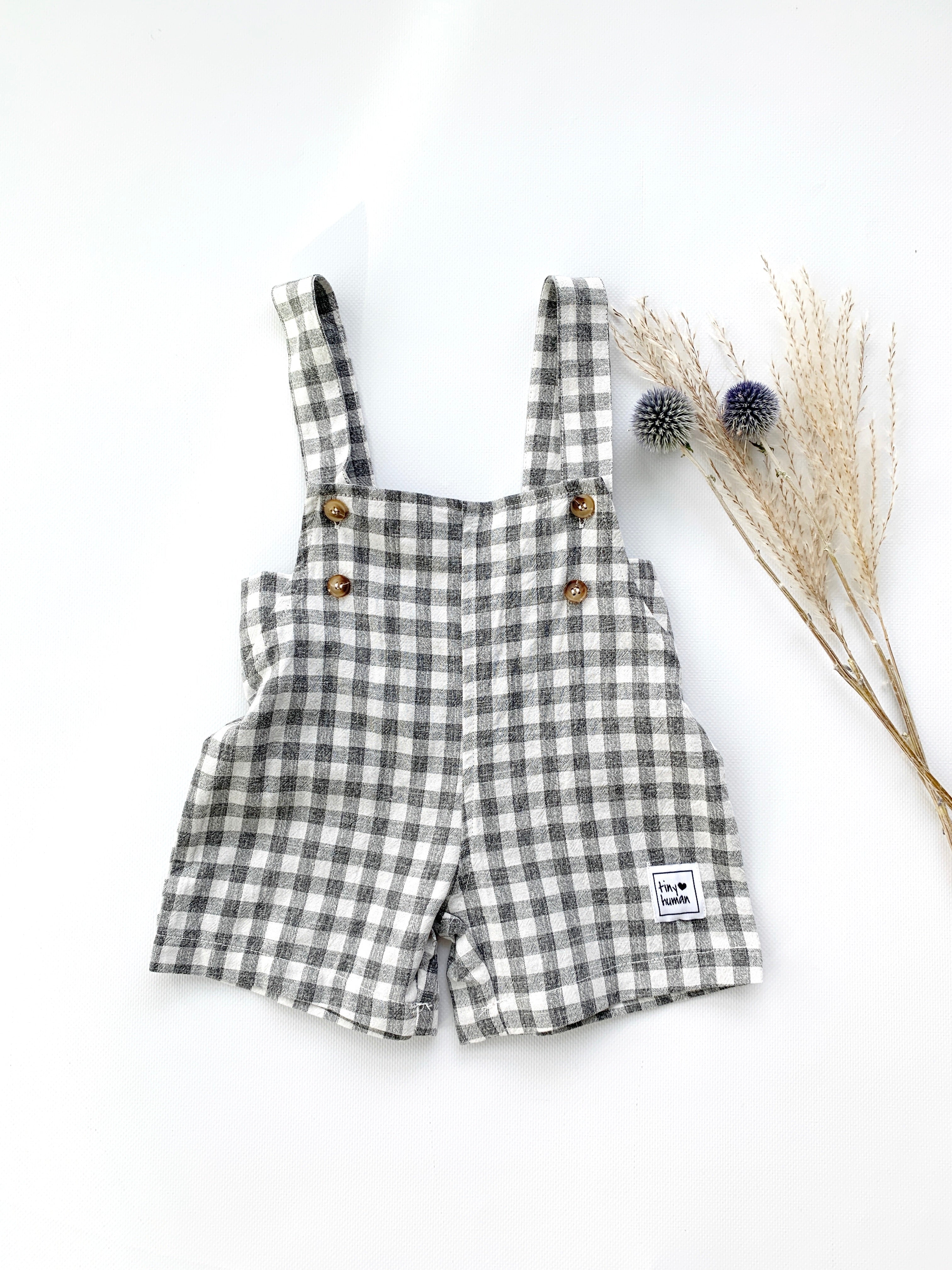 GINGHAM DUNGAREES | BLUE