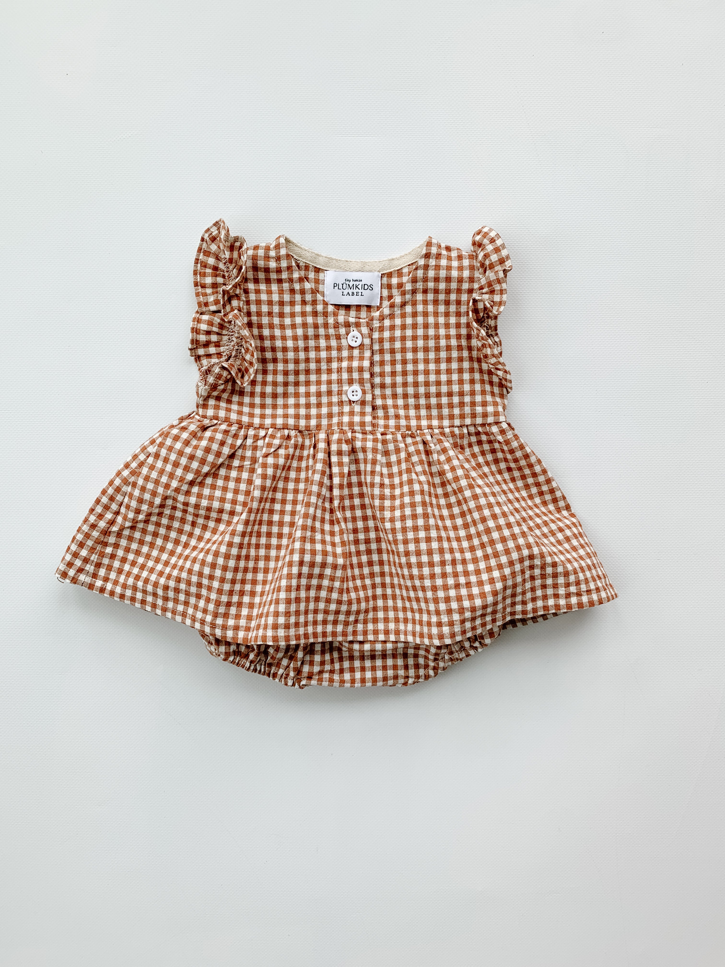 GINGHAM SUMMER DRESS | TAUPE