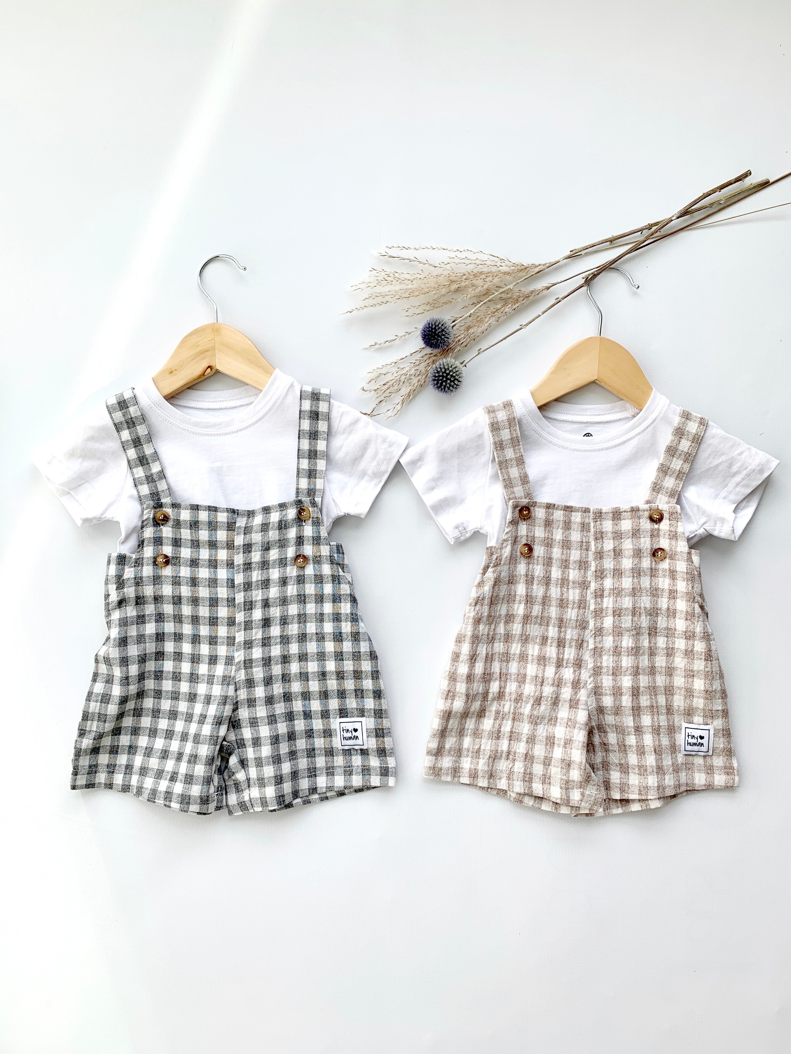GINGHAM DUNGAREES | BLUE