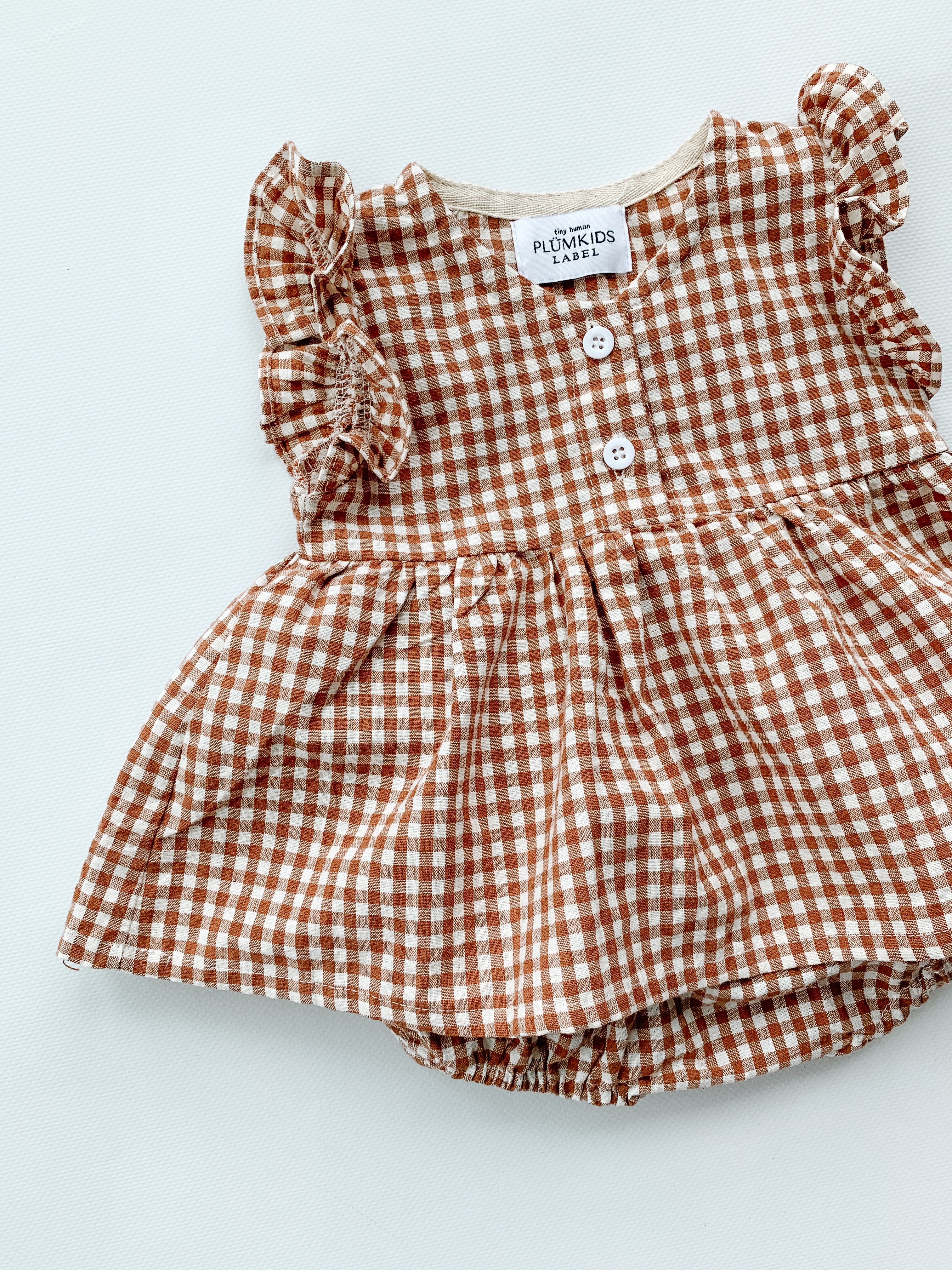 GINGHAM SUMMER DRESS | TAUPE