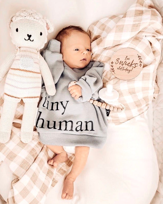 tiny human fleece sweater | seafoam