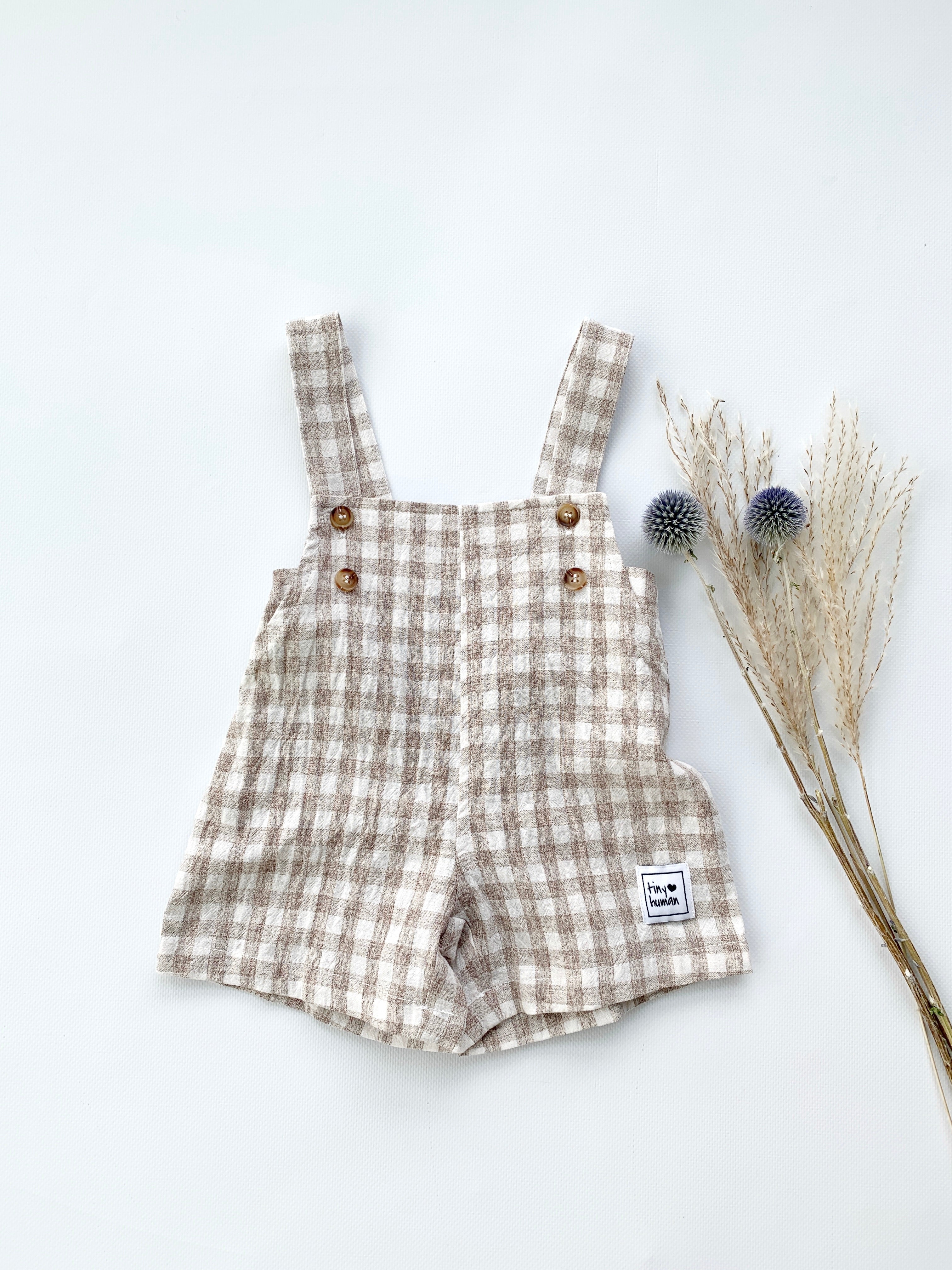 GINGHAM  DUNGAREES | taupe